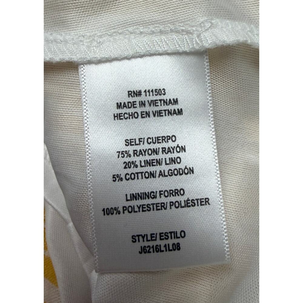 June & Hudson Yellow Stripe Ruffle Dress XL Linen Blend Belted Summer Beach EUC - Picture 8 of 9